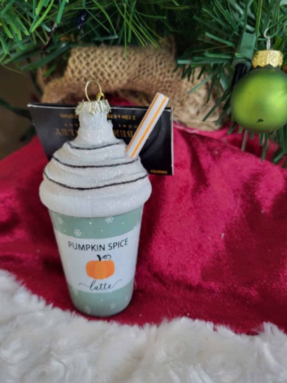 Robert Stanley Pumpkin Spice Latte w/ Straw Christmas Tree Hanging Ornament